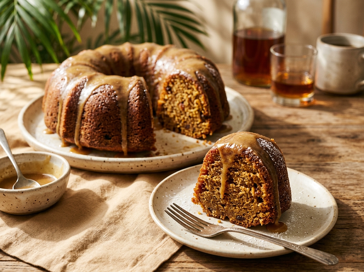 Hand-Glazed Bahama Mama Rum Cake Craftsmanship